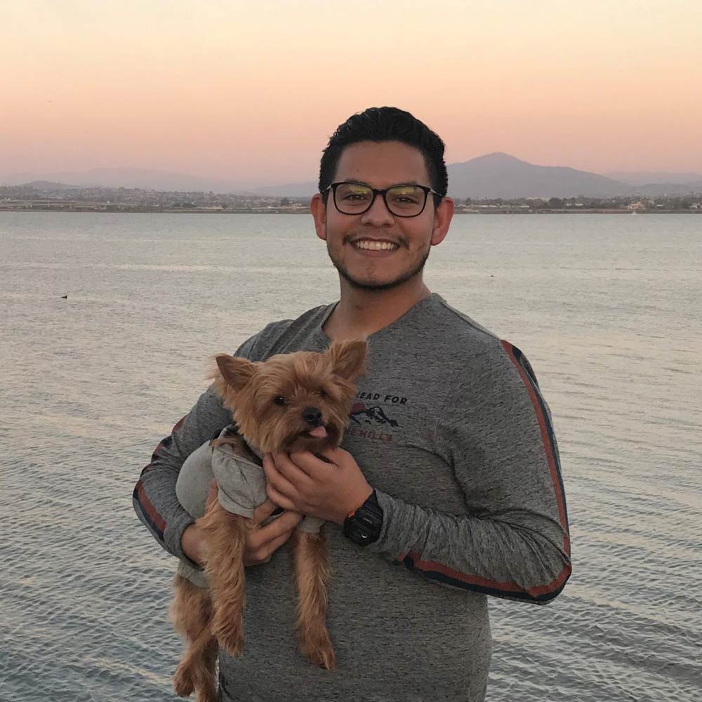 Brandon Mendoza with dog