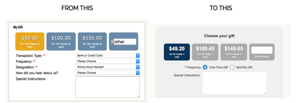 Simplified Donation Page Example
